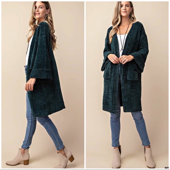 ❄️LAST1️⃣//RESTOCKED//MOCHA CHENILLE LONG CARDIGAN - Picture 7 of 7